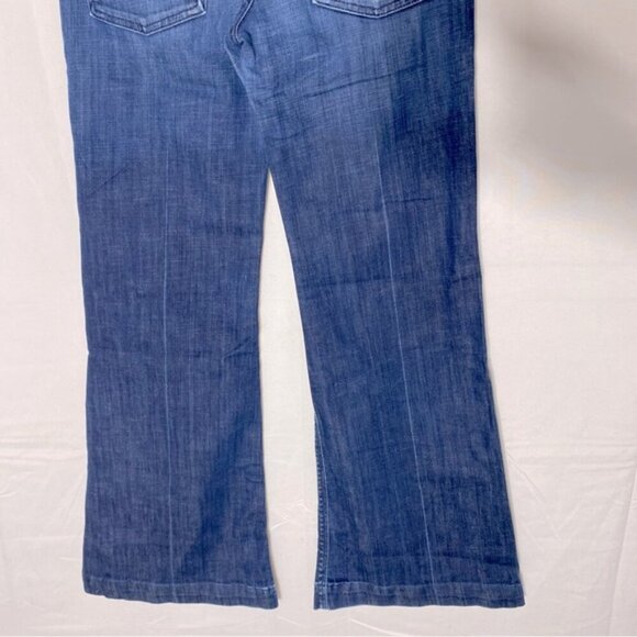 7 For All Mankind Ginger Blue Med Wash Mid Rise Wide Leg Flare Leg Jeans 27 - Picture 13 of 15